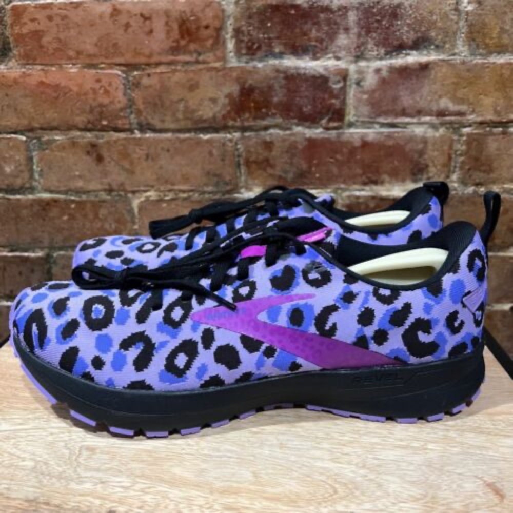 NEW! Brooks Revel 5 Run Wild Running Shoes Purple Cheetah Women's Size 8.5